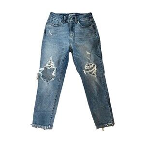 Rewash Brand Womens Ripped Jeans Size 5 Super High Rise Mom Blue Pants